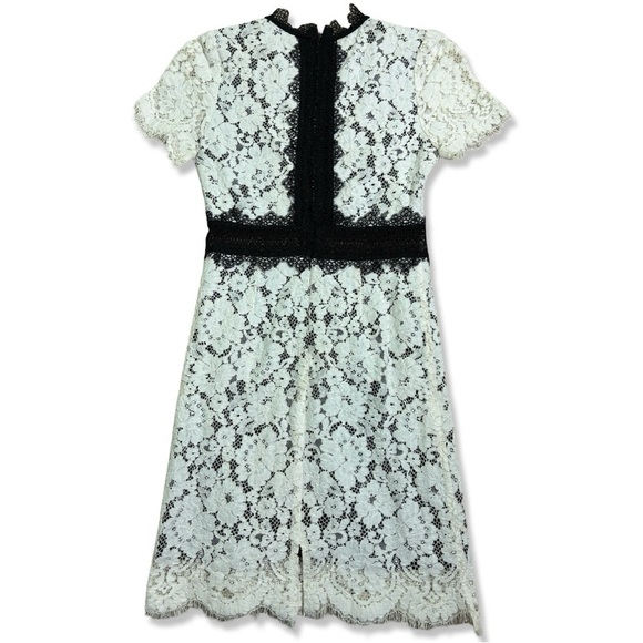 ⭐️FEW MODA White & Black Shadow Floral Crochet Lace Sheath Dress - Picture 2 of 6